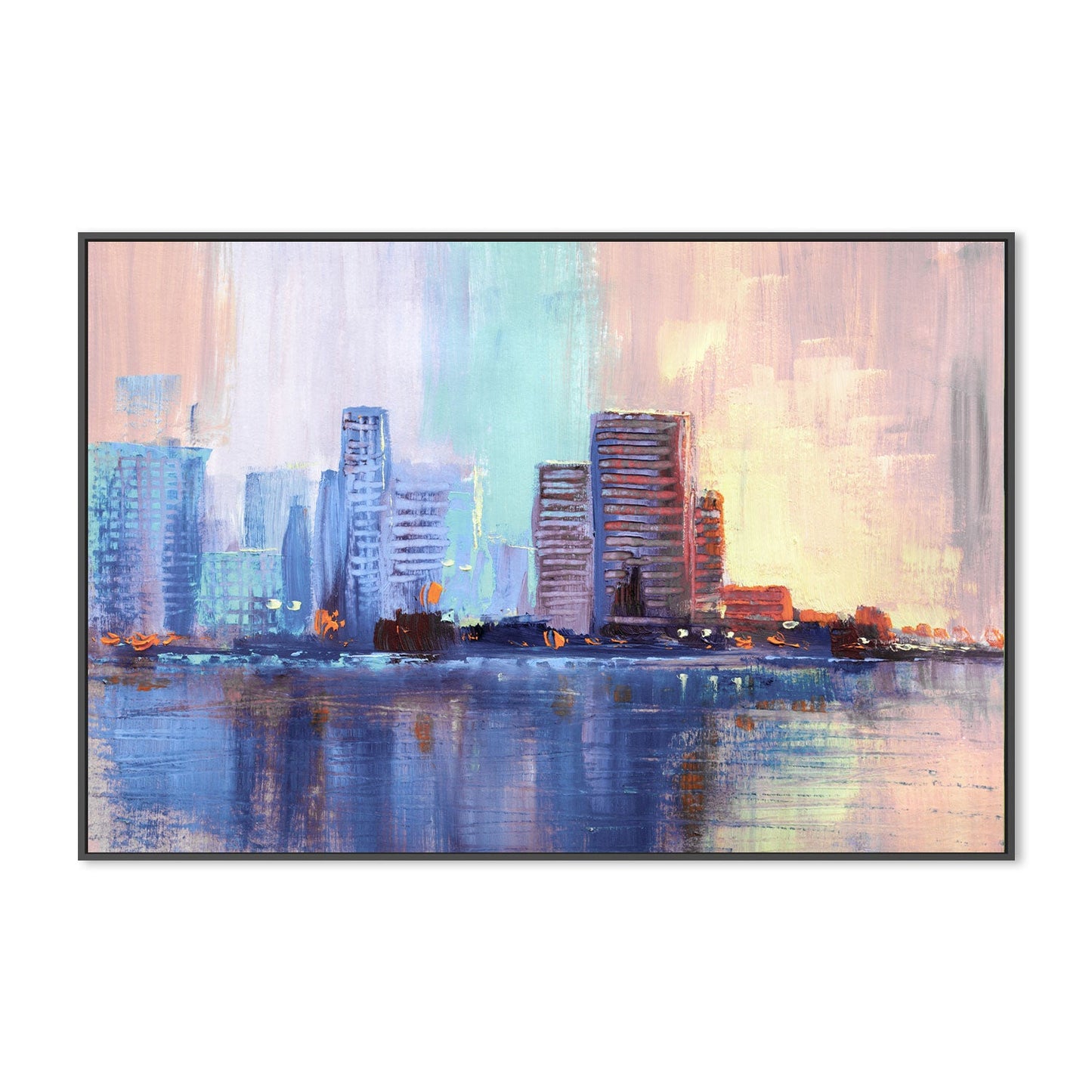 Sunset City, Style B, Hand-Painted Canvas