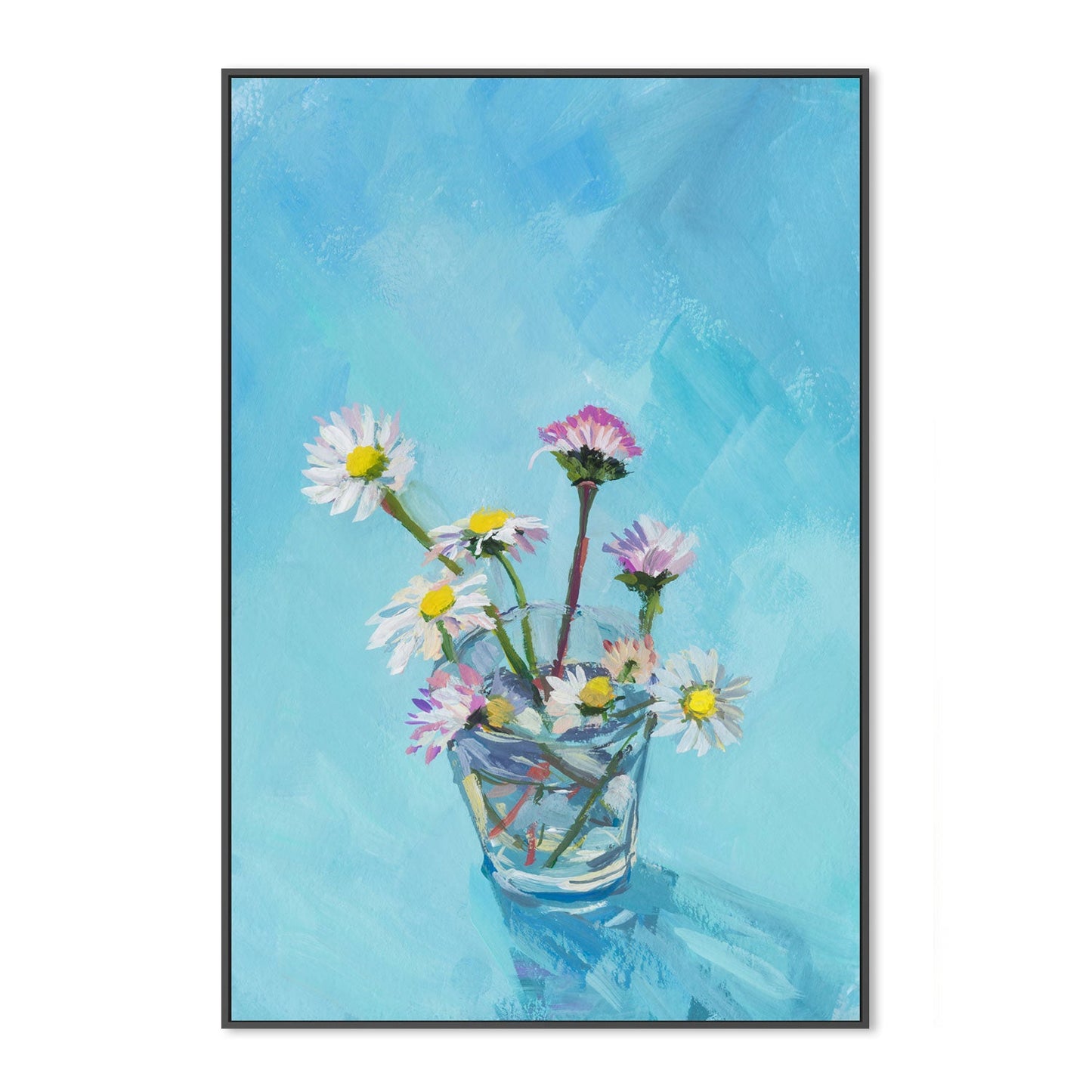 A Cup Of Daisies , Hand-painted Canvas