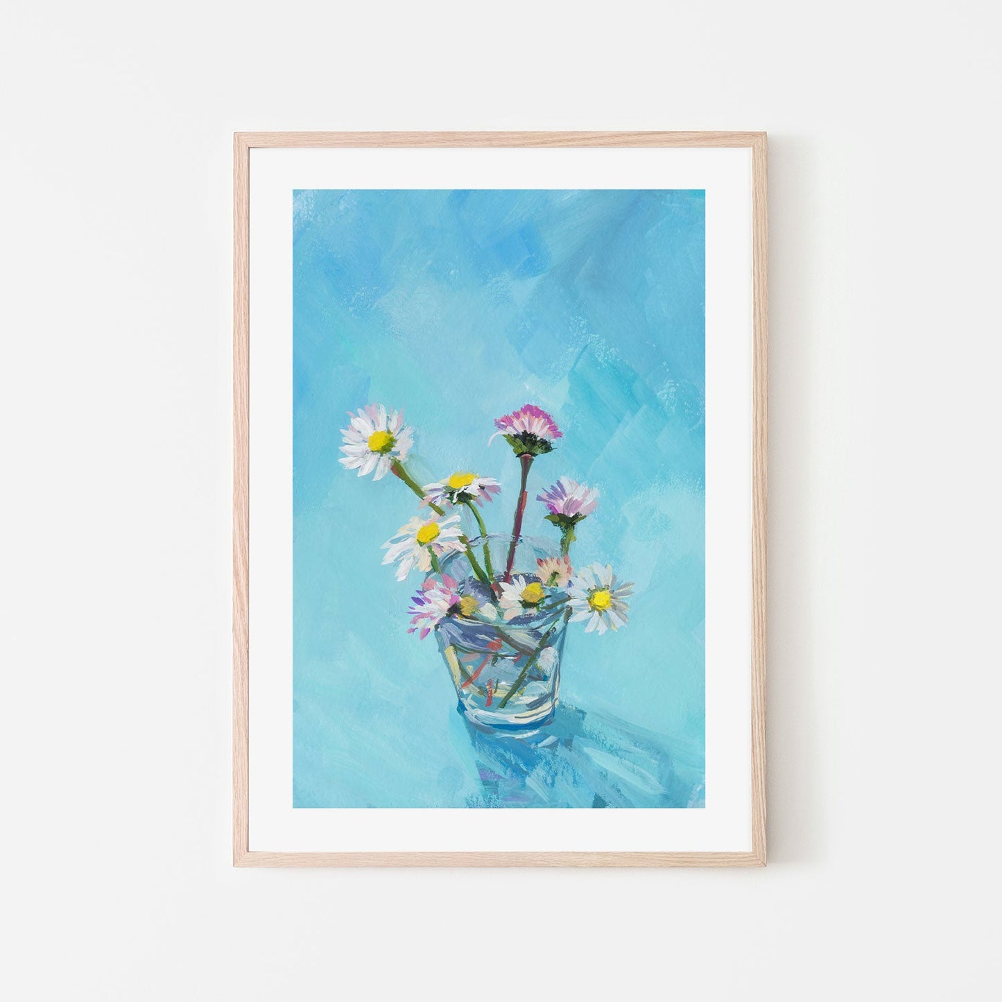 A Cup Of Daisies , Hand-painted Canvas