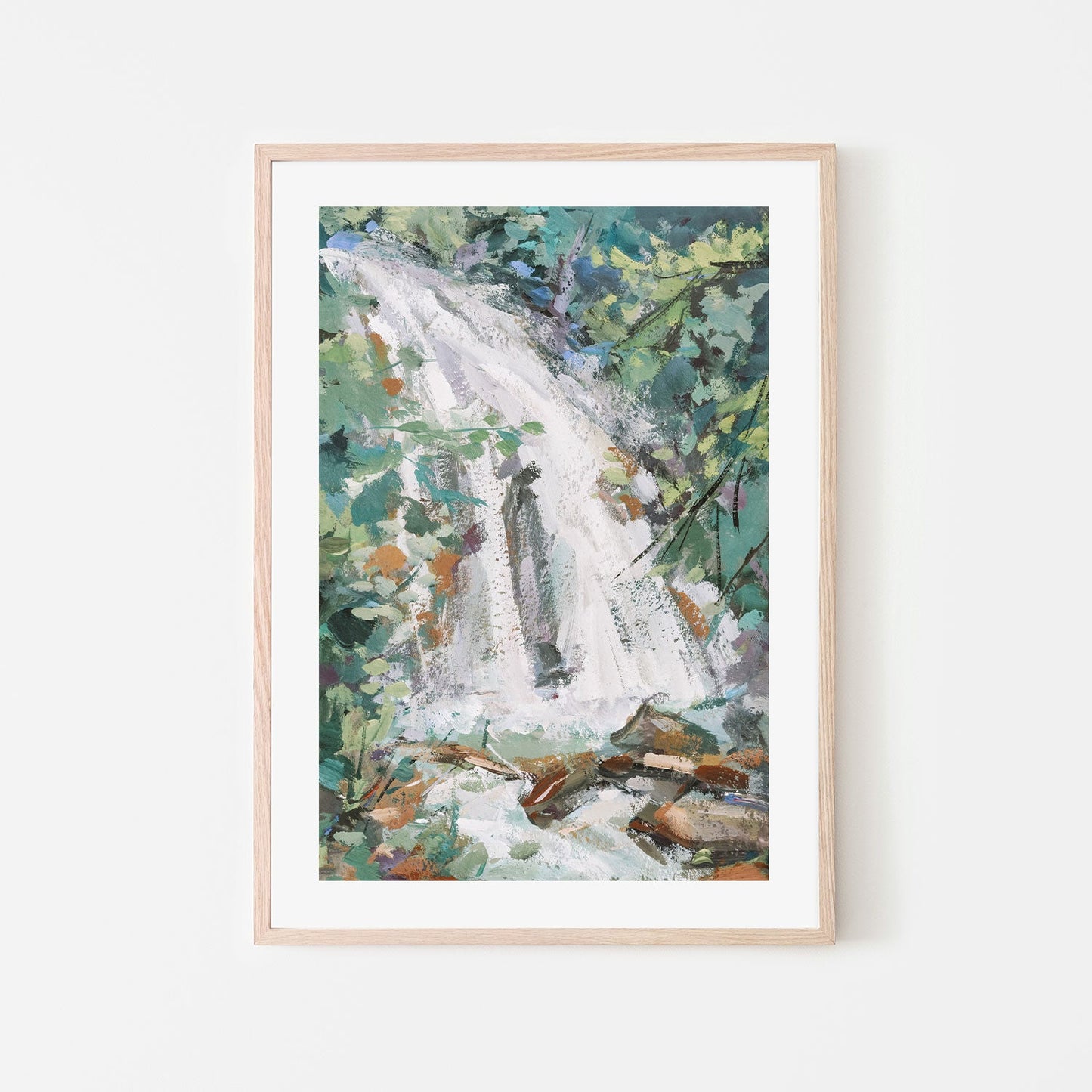 Autumn Waterfall , Hand-painted Canvas