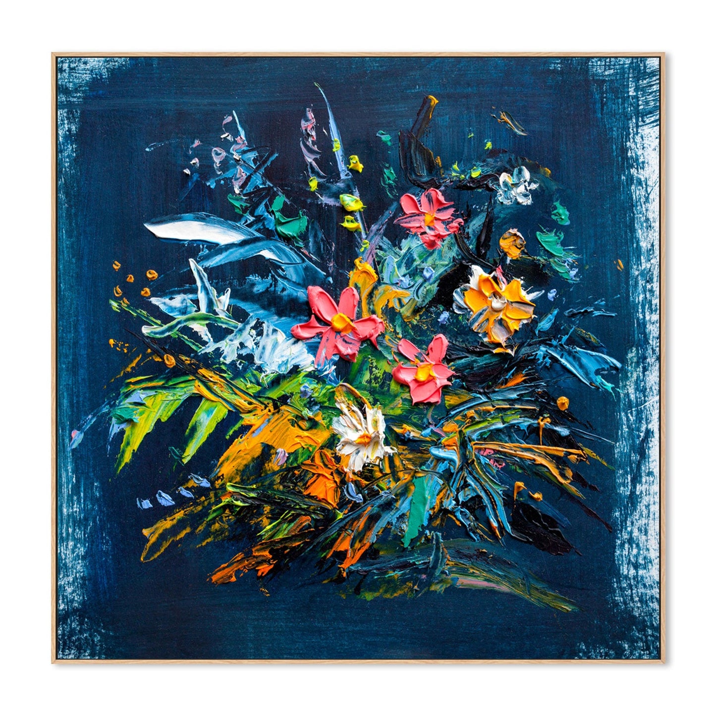 Burst Of Flowers , Hand-Painted Canvas