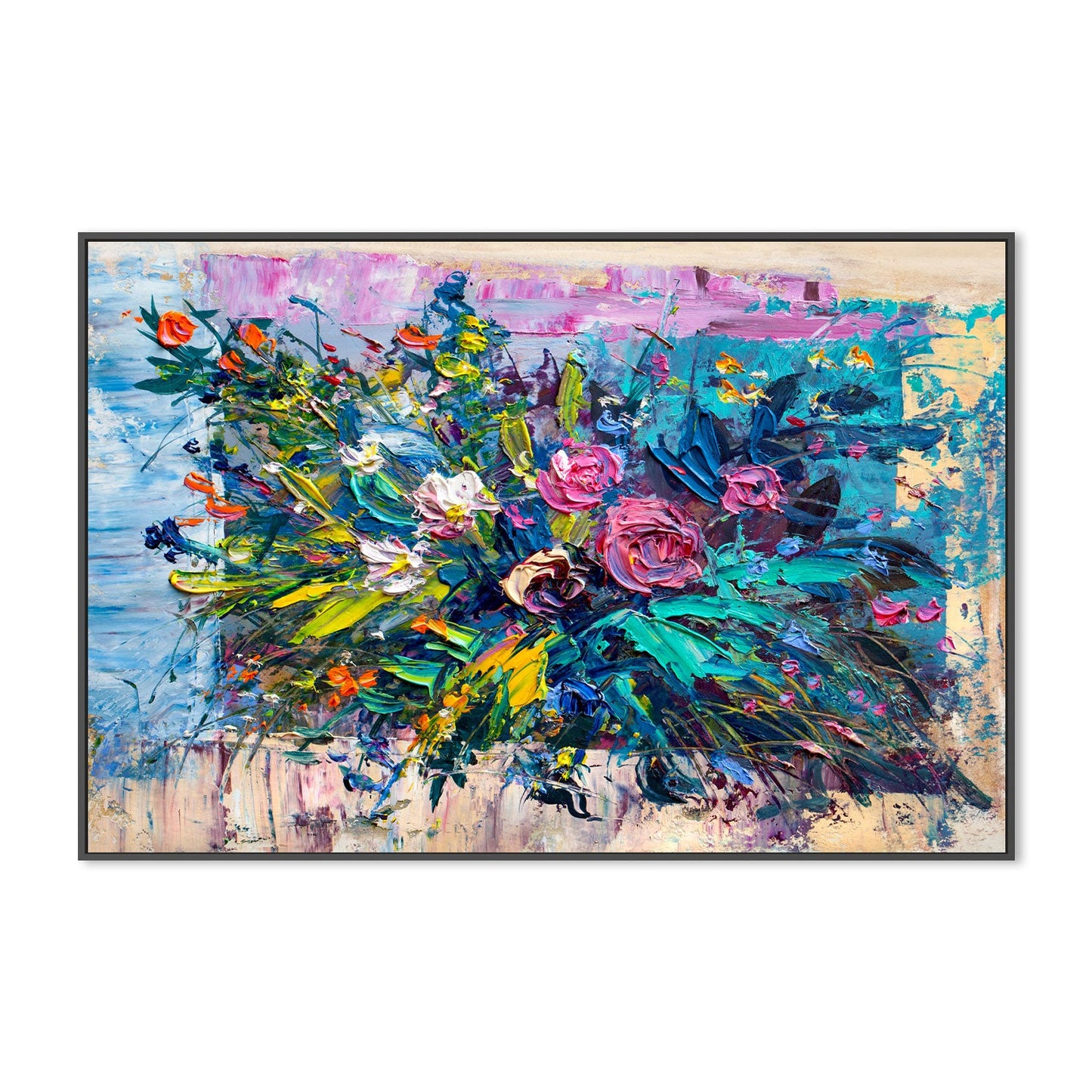 A Maelstrom Of Flowers , Hand-Painted Canvas