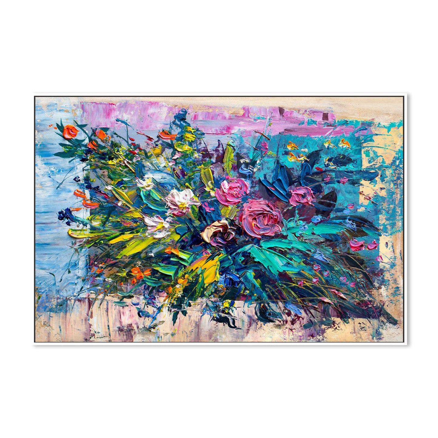 A Maelstrom Of Flowers , Hand-Painted Canvas