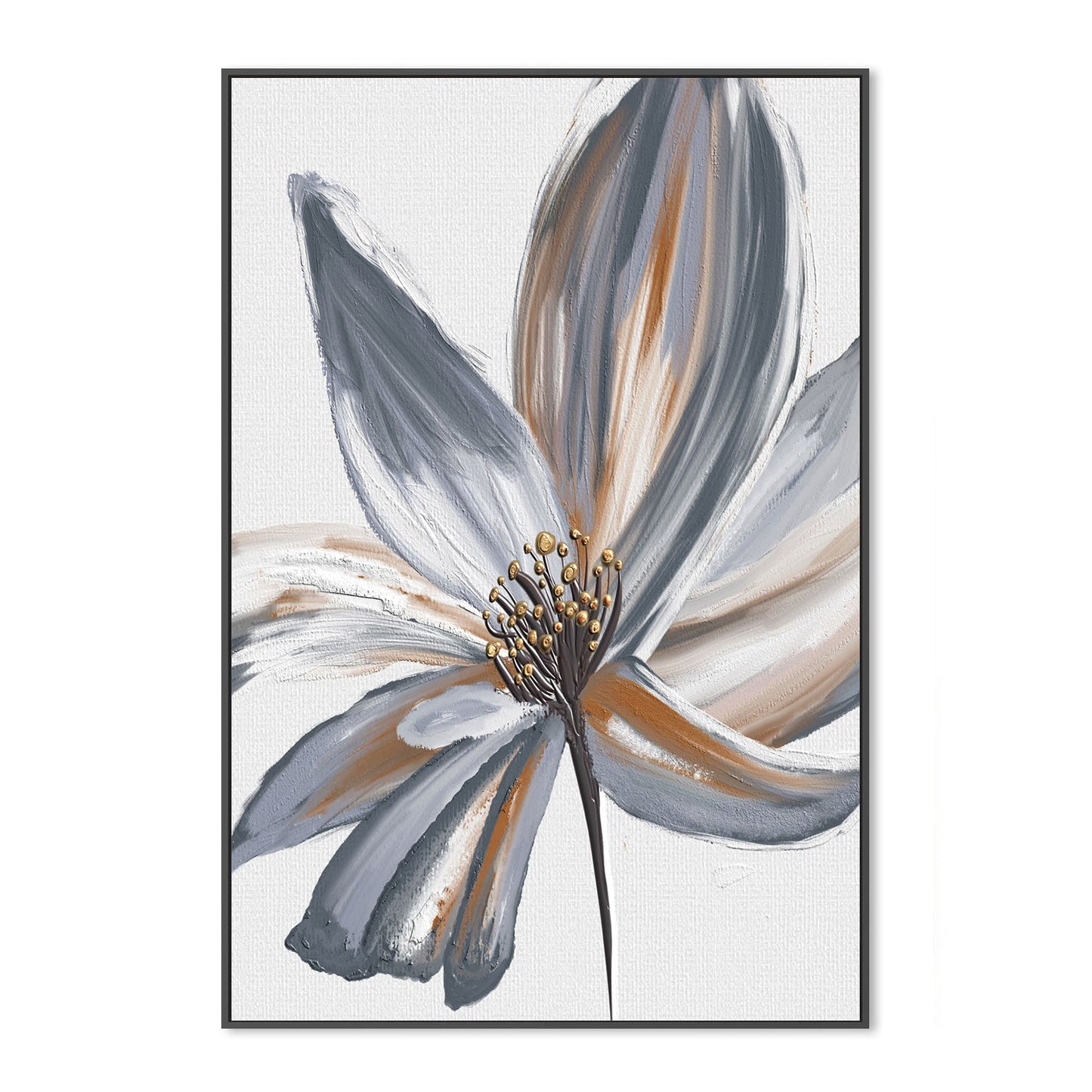 Blue Steel Flower , Hand-Painted Canvas