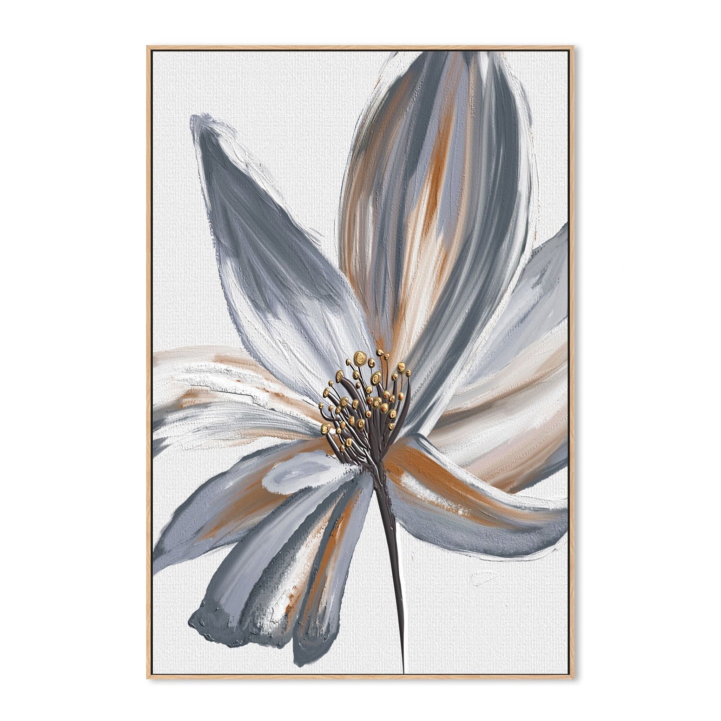 Blue Steel Flower , Hand-Painted Canvas