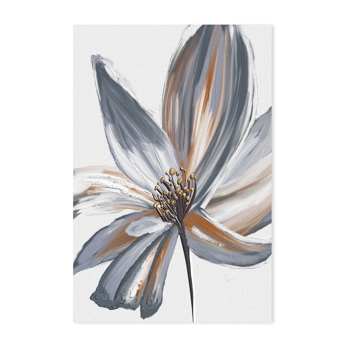 Blue Steel Flower , Hand-Painted Canvas