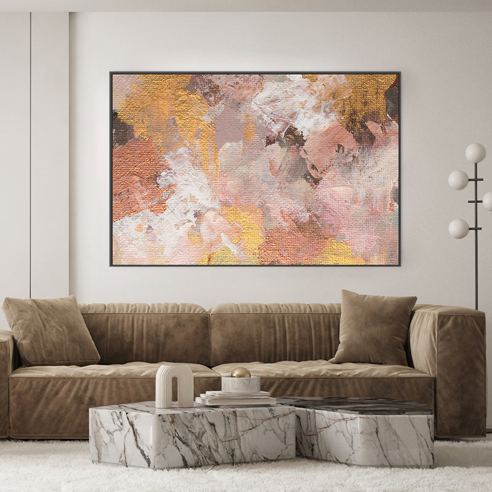 Bronze And Gold Abstract , Hand-Painted Canvas