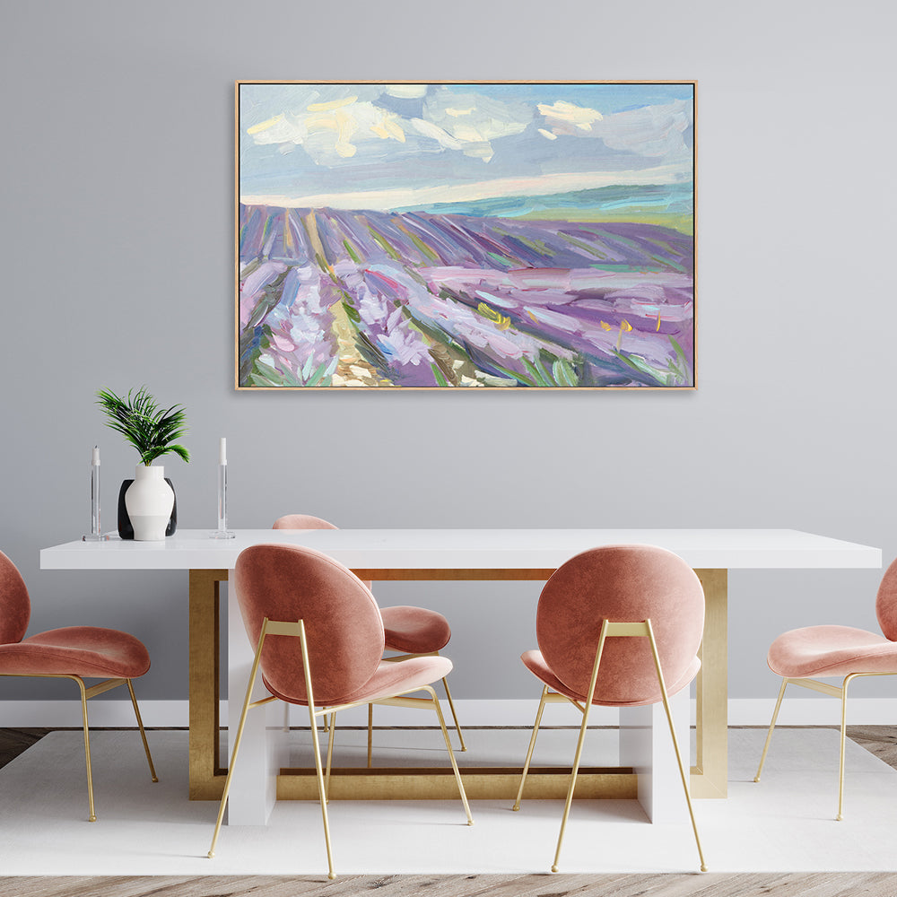 Long Lavender Field , Hand-painted Canvas