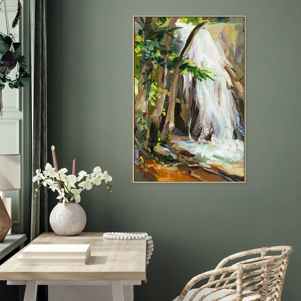 Glistening Waterfall , Hand-painted Canvas