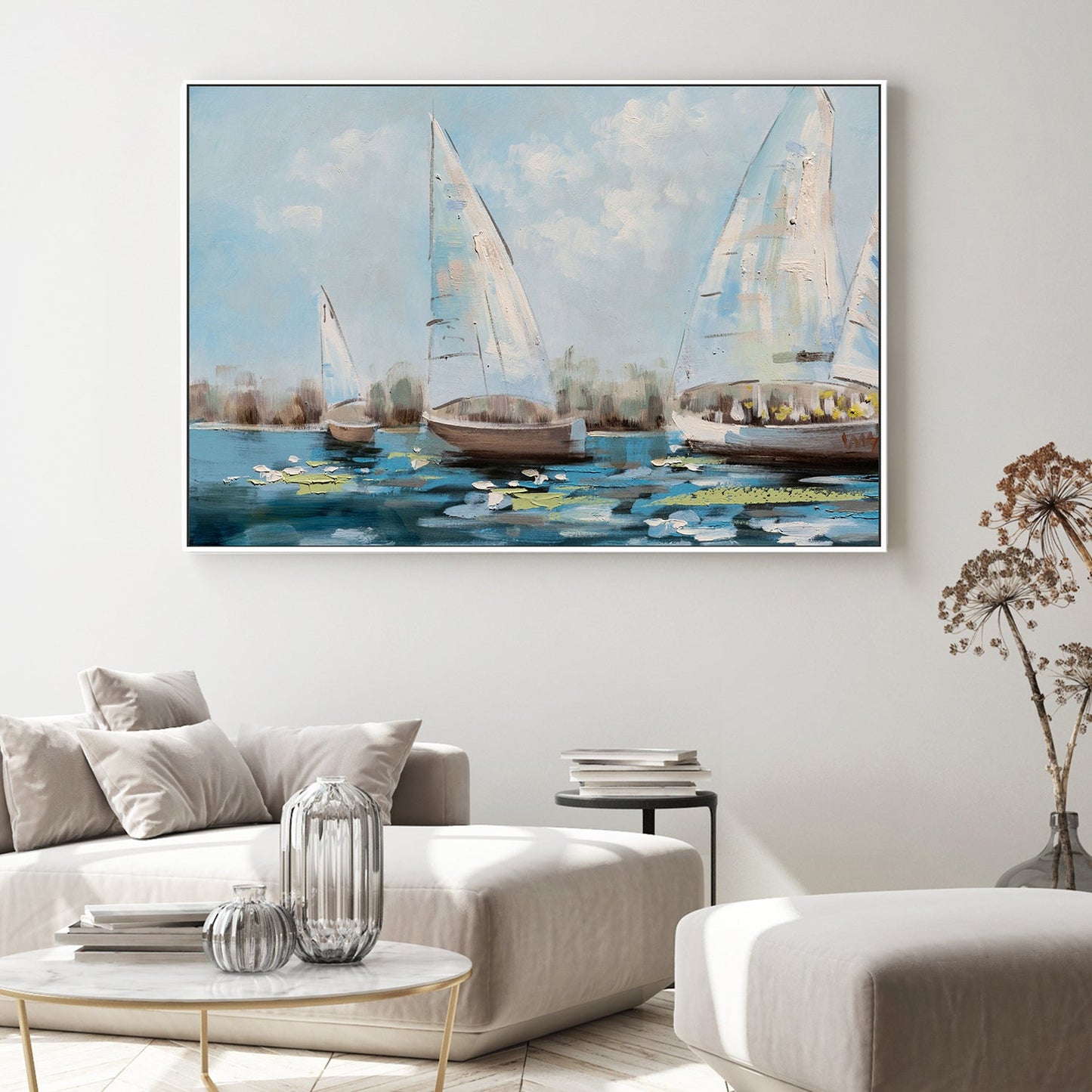 Sailing At Midday, Hand-Painted Canvas