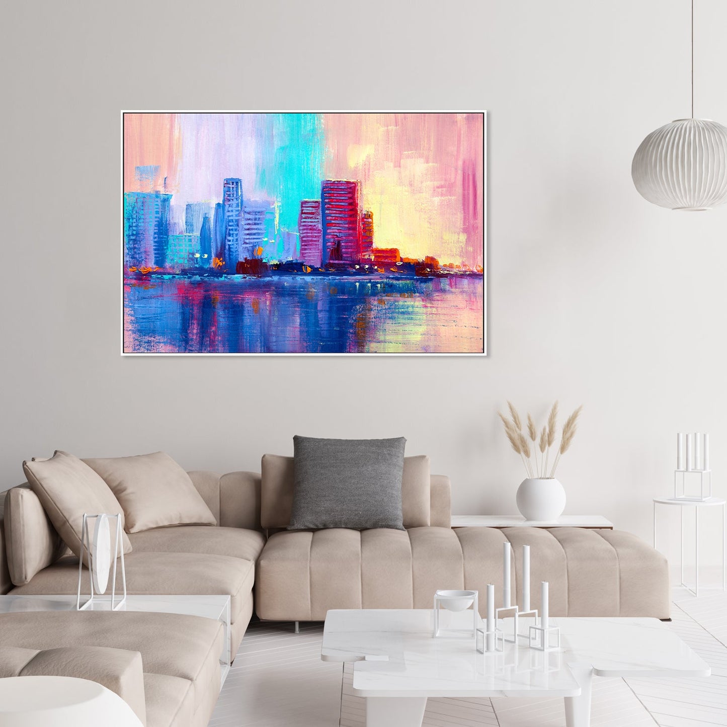 Sunset City, Style A, Hand-Painted Canvas