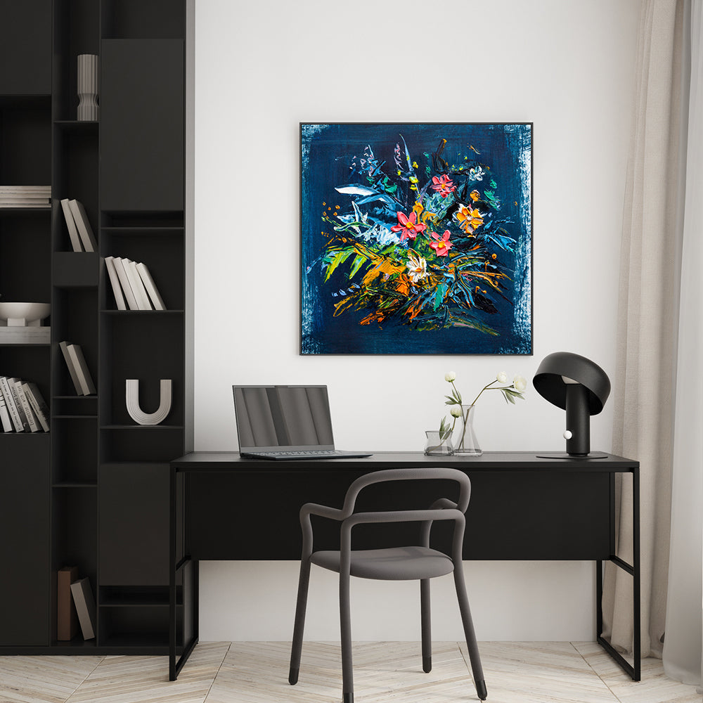 Burst Of Flowers , Hand-Painted Canvas