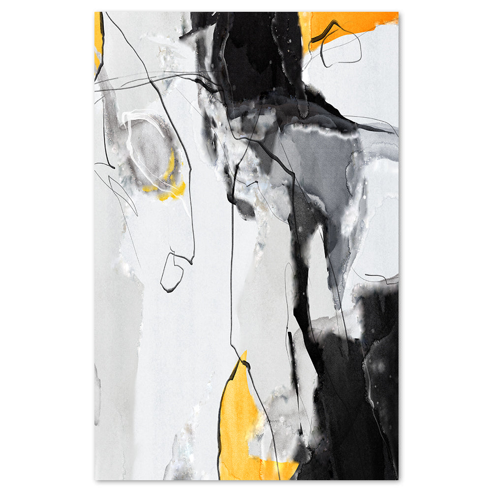 wall-art-print-canvas-poster-framed-Abstract Art, Mustard, Grey And Black, Style A-by-Gioia Wall Art-Gioia Wall Art