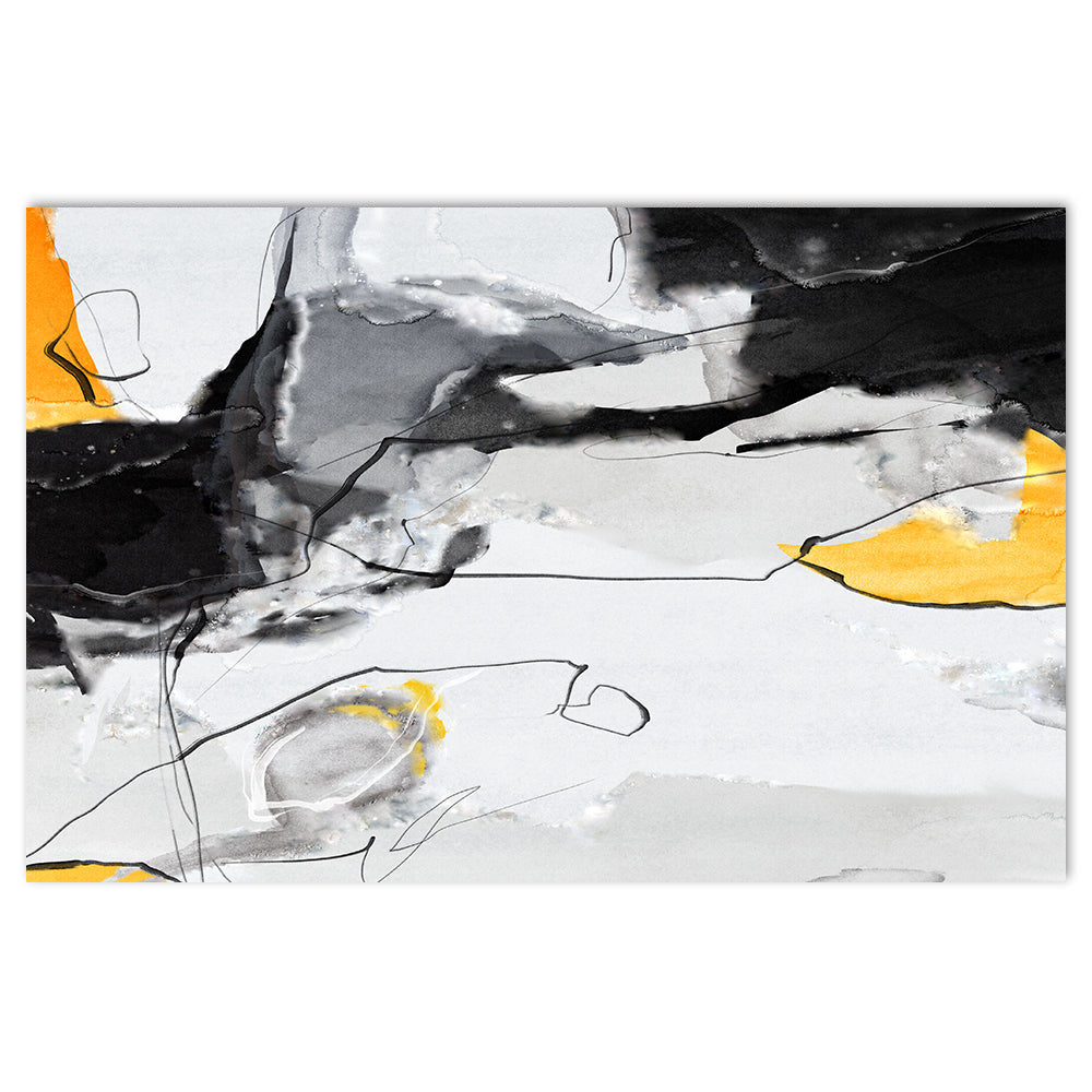 wall-art-print-canvas-poster-framed-Abstract Art, Mustard, Grey And Black, Style A-by-Gioia Wall Art-Gioia Wall Art