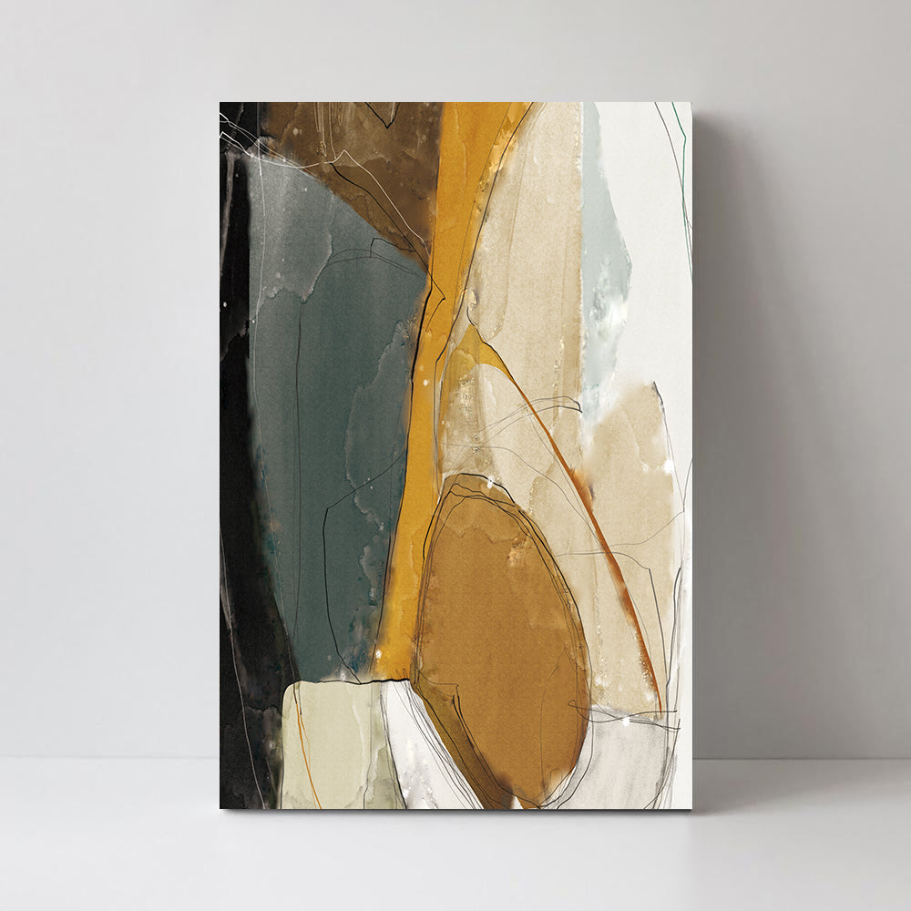 wall-art-print-canvas-poster-framed-Abstract Art, Mustard, Grey And Black, Style B-by-Gioia Wall Art-Gioia Wall Art