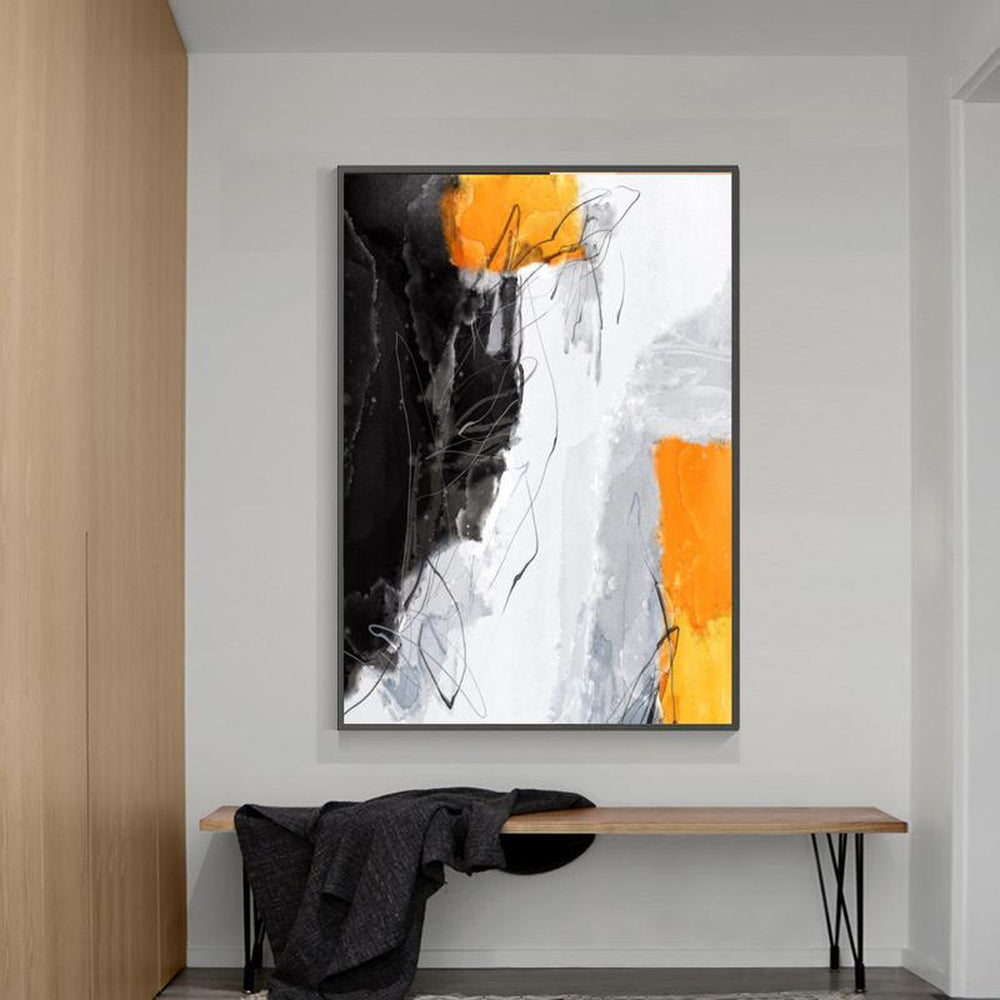 wall-art-print-canvas-poster-framed-Abstract Art, Mustard, Grey And Black, Style C-by-Gioia Wall Art-Gioia Wall Art