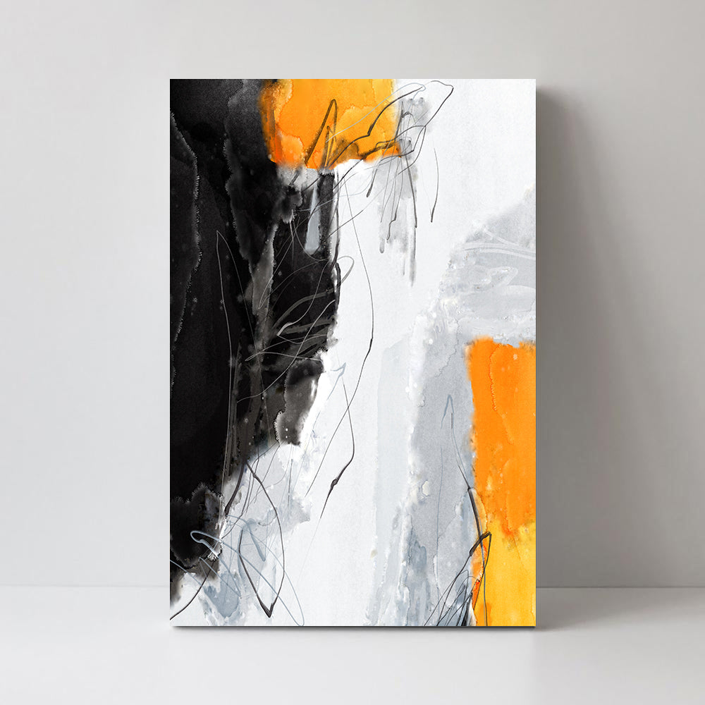 wall-art-print-canvas-poster-framed-Abstract Art, Mustard, Grey And Black, Style C-by-Gioia Wall Art-Gioia Wall Art