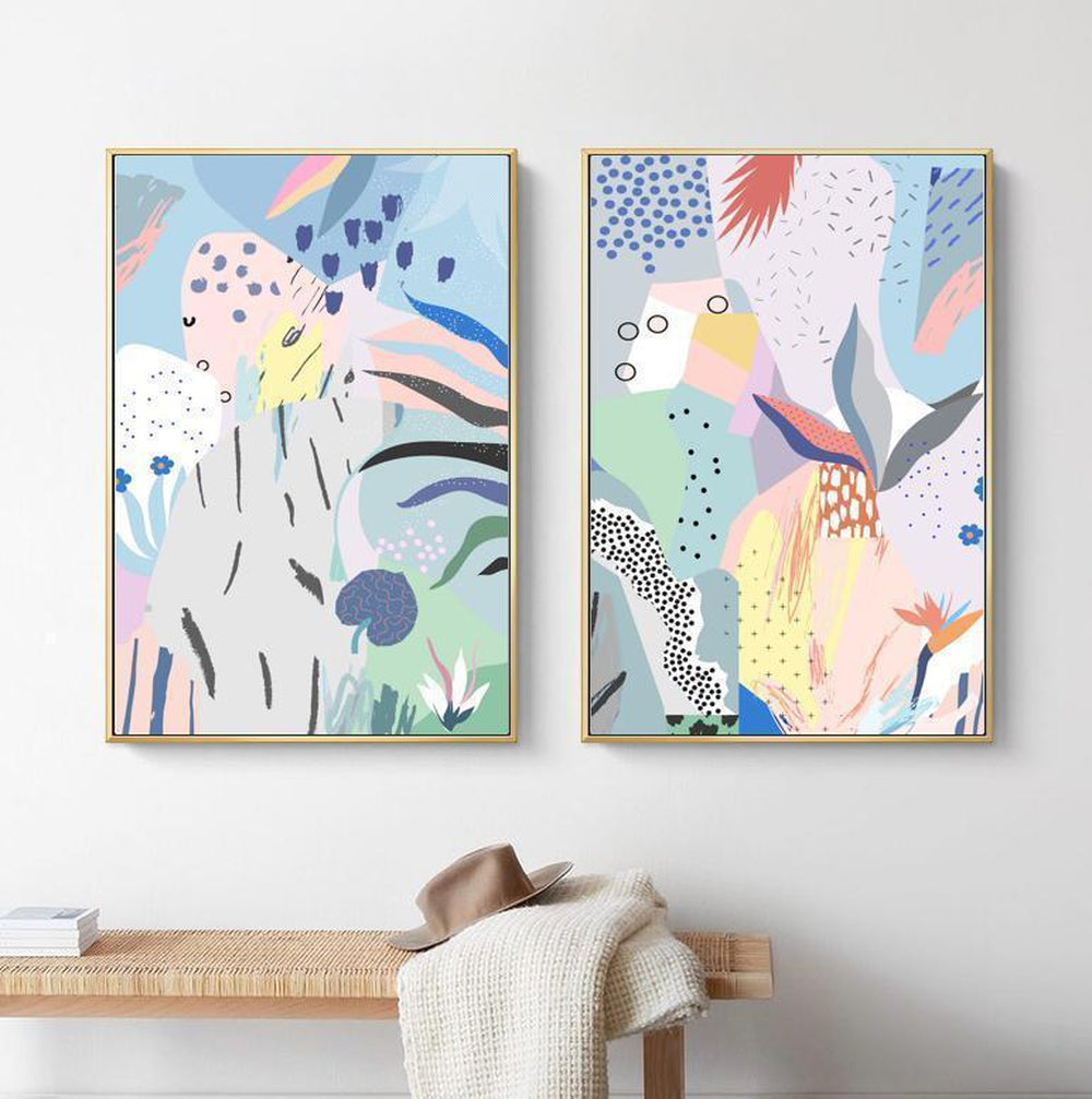 wall-art-print-canvas-poster-framed-Abstract Art, Summer Gardens, Set Of 2-by-Gioia Wall Art-Gioia Wall Art