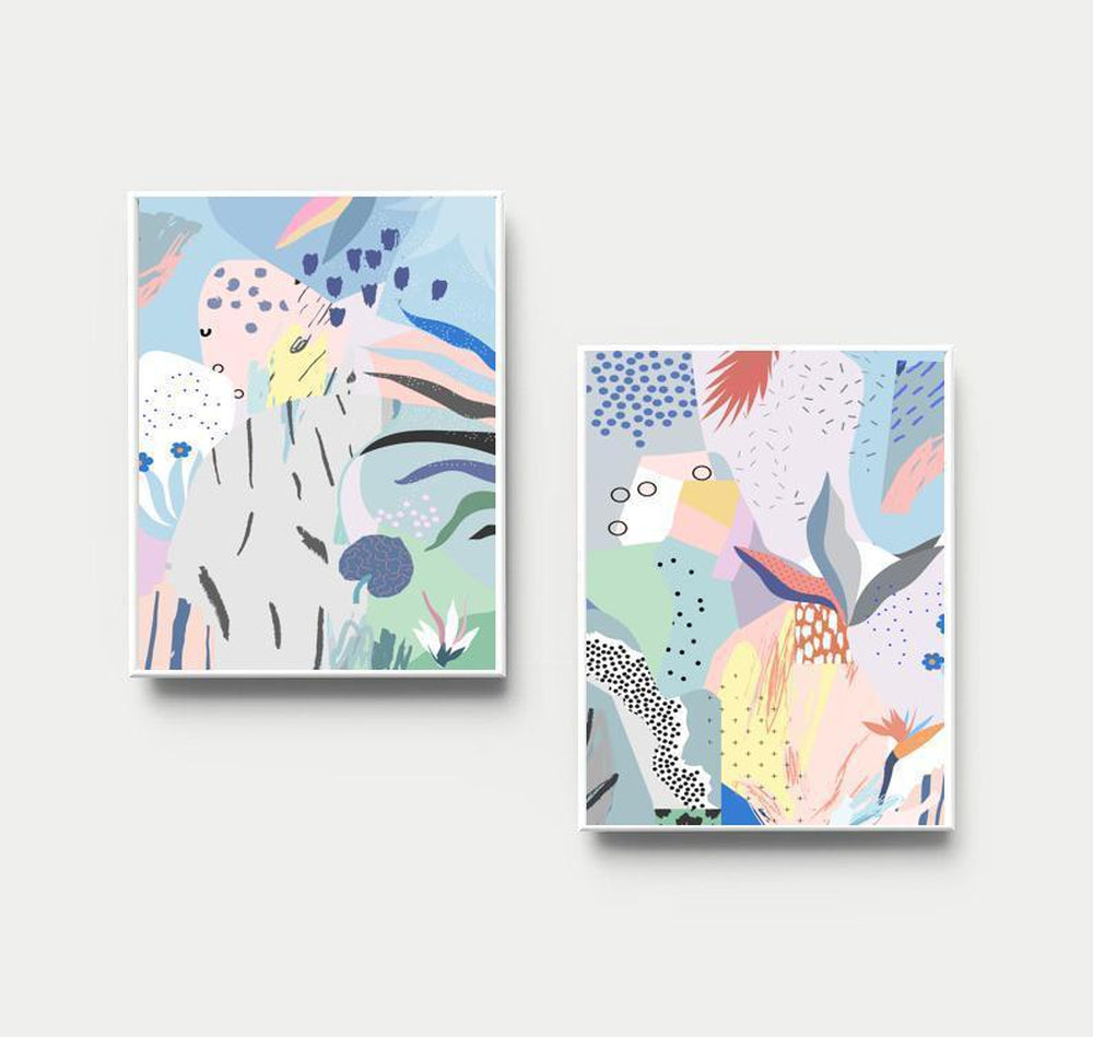 wall-art-print-canvas-poster-framed-Abstract Art, Summer Gardens, Set Of 2-by-Gioia Wall Art-Gioia Wall Art