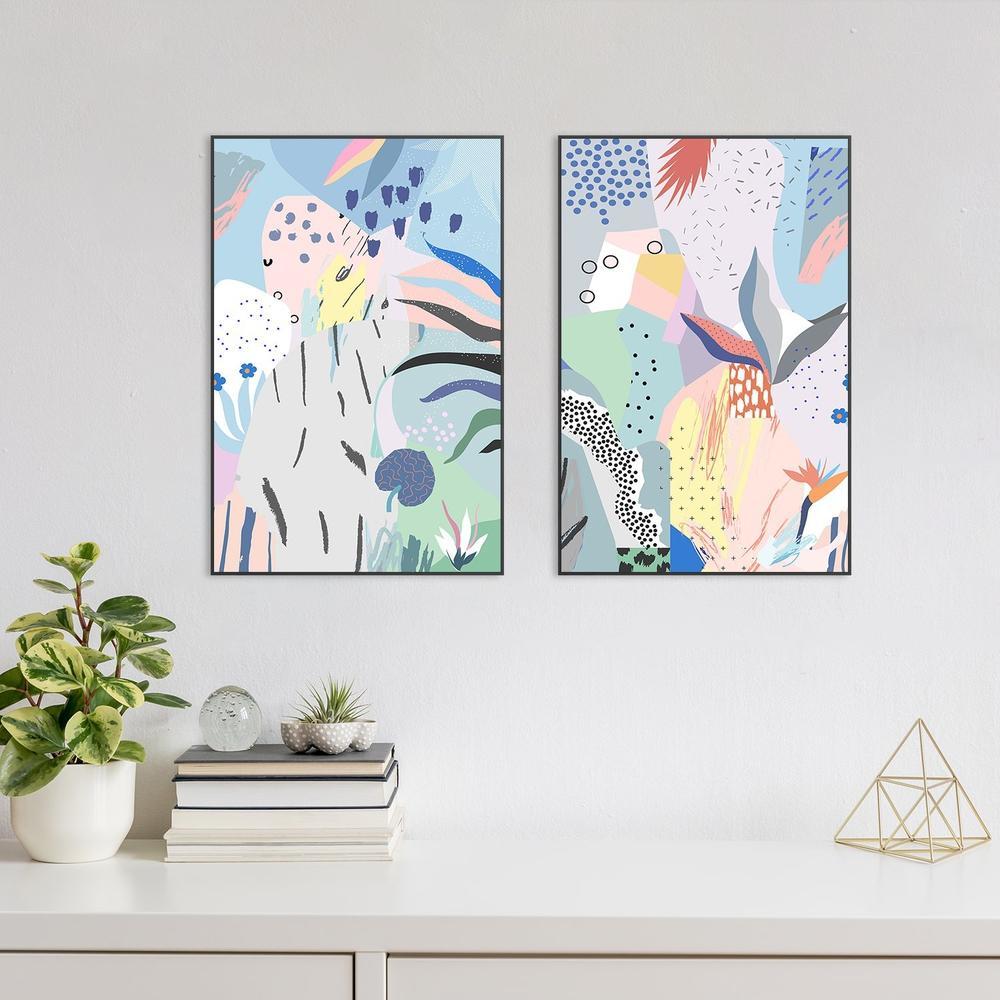 wall-art-print-canvas-poster-framed-Abstract Art, Summer Gardens, Set Of 2-by-Gioia Wall Art-Gioia Wall Art