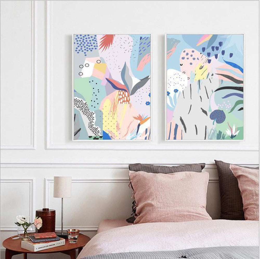 wall-art-print-canvas-poster-framed-Abstract Art, Summer Gardens, Set Of 2-by-Gioia Wall Art-Gioia Wall Art