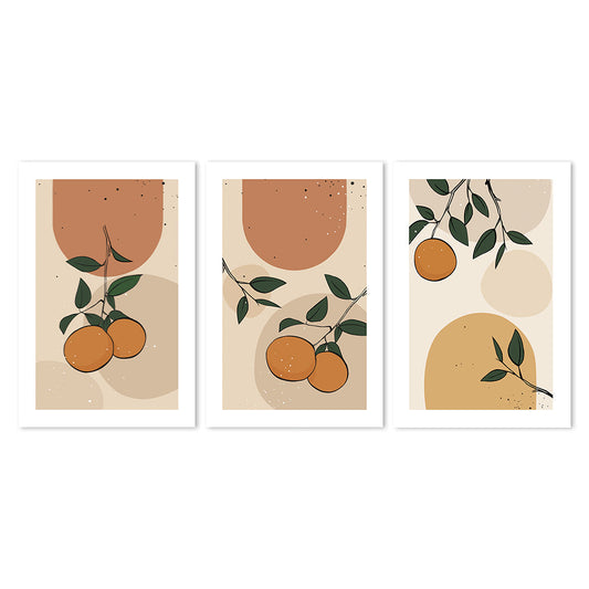 wall-art-print-canvas-poster-framed-Abstract Oranges, Set Of 3-by-Gioia Wall Art-Gioia Wall Art