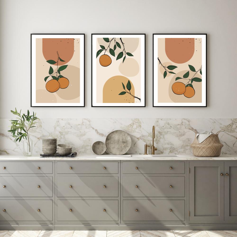 wall-art-print-canvas-poster-framed-Abstract Oranges, Set Of 3-by-Gioia Wall Art-Gioia Wall Art