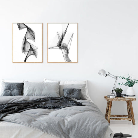 wall-art-print-canvas-poster-framed-Aerial Silk, Black And White, Set Of 2, Style A-by-Gioia Wall Art-Gioia Wall Art