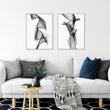 wall-art-print-canvas-poster-framed-Aerial Silk, Black And White, Set Of 2, Style B-by-Gioia Wall Art-Gioia Wall Art