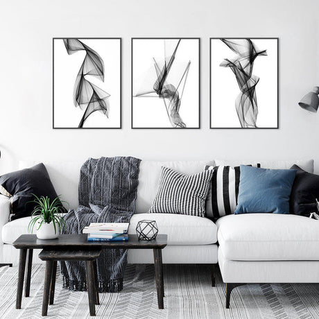 wall-art-print-canvas-poster-framed-Aerial Silk, Black And White, Set Of 3-by-Gioia Wall Art-Gioia Wall Art