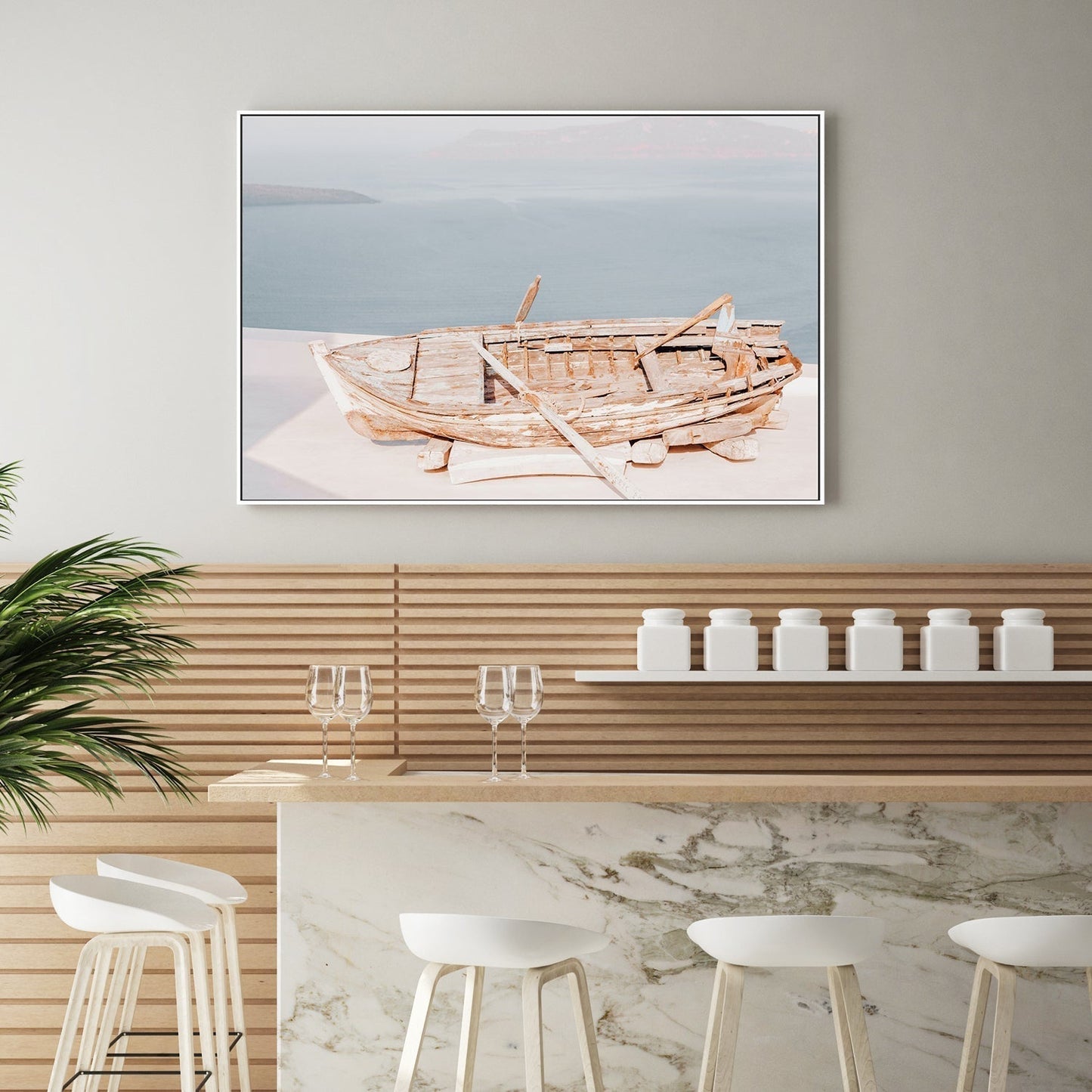 An Old Boat at Santorini-Gioia-Prints-Framed-Canvas-Poster-GIOIA-WALL-ART