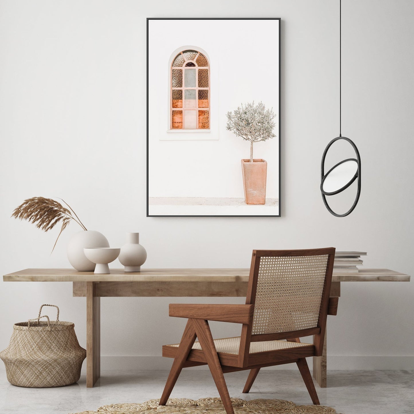 Arch window and pot plant-Gioia-Prints-Framed-Canvas-Poster-GIOIA-WALL-ART