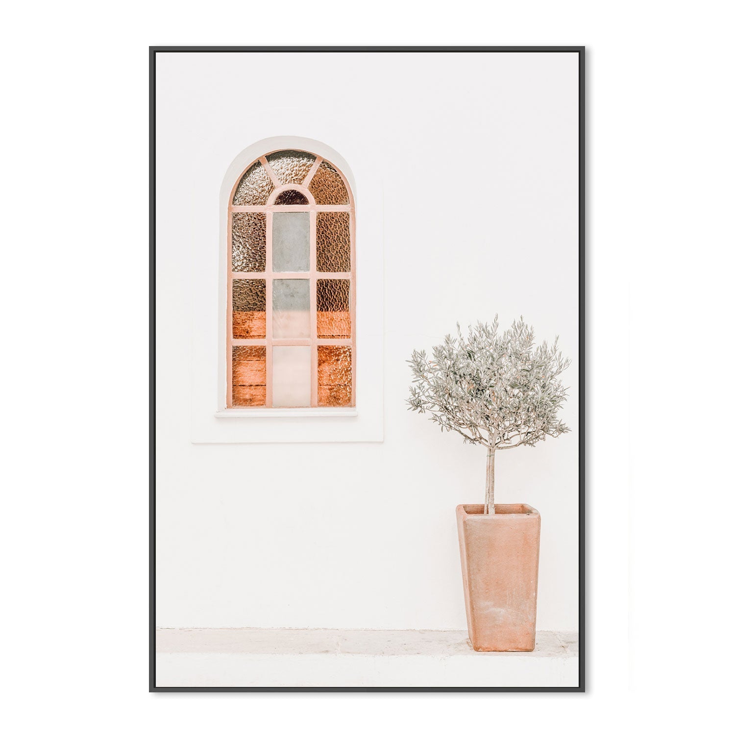 Arch window and pot plant-Gioia-Prints-Framed-Canvas-Poster-GIOIA-WALL-ART