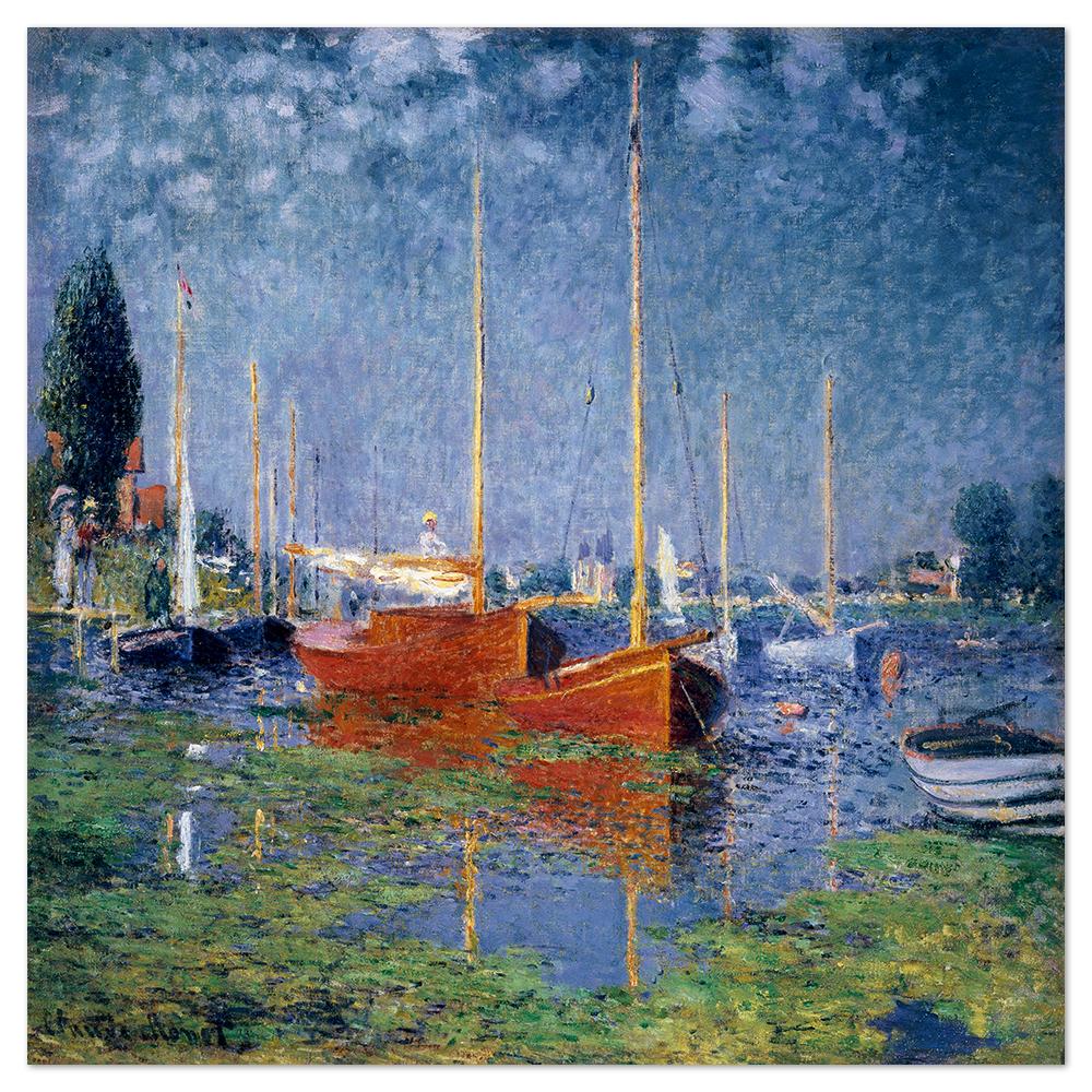 wall-art-print-canvas-poster-framed-Argenteuil, Red Boats, By Monet-by-Gioia Wall Art-Gioia Wall Art