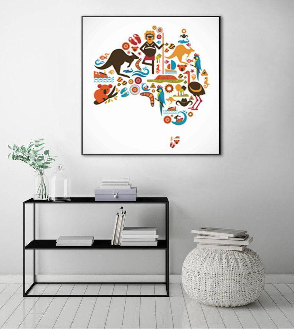 wall-art-print-canvas-poster-framed-Australian Map Illustration-by-Gioia Wall Art-Gioia Wall Art