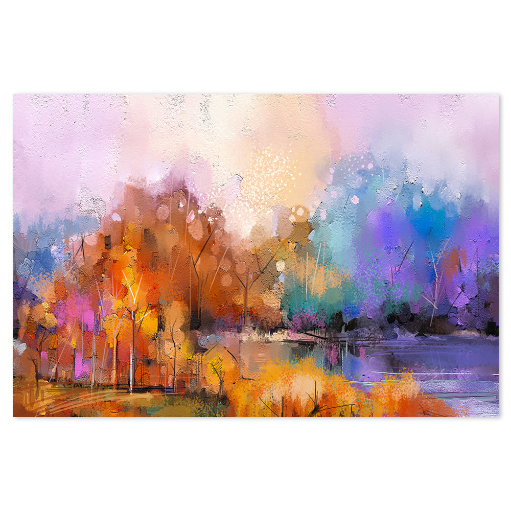 wall-art-print-canvas-poster-framed-Autumn Lake And Afterglow-by-Gioia Wall Art-Gioia Wall Art