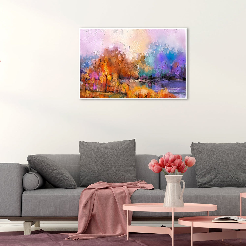 wall-art-print-canvas-poster-framed-Autumn Lake And Afterglow-by-Gioia Wall Art-Gioia Wall Art