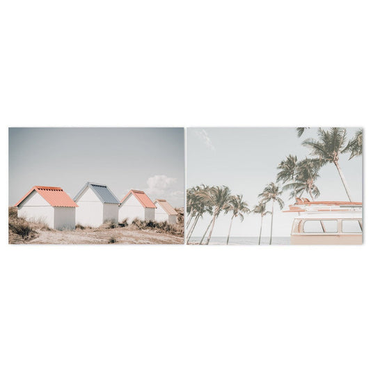 Beach Cabins And Vintage Van, Set Of 2-Gioia-Prints-Framed-Canvas-Poster-GIOIA-WALL-ART