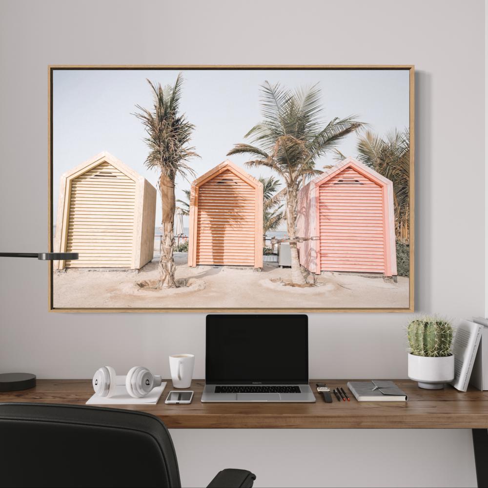 wall-art-print-canvas-poster-framed-Beach Huts And Palms-by-Gioia Wall Art-Gioia Wall Art