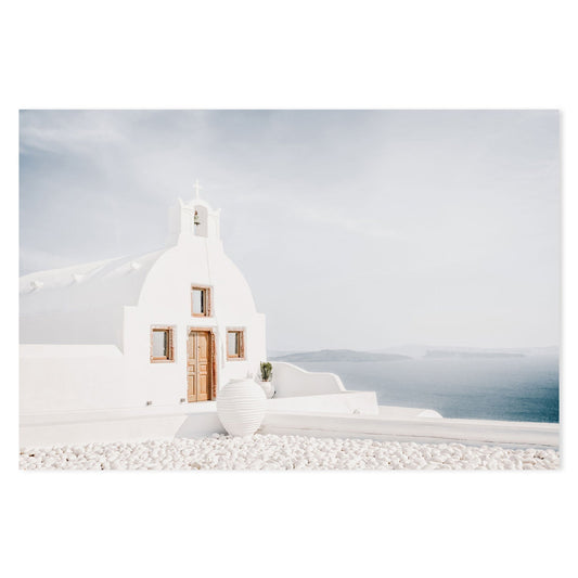 Beautiful Santorini house and blue Aegan Sea, Greece-Gioia-Prints-Framed-Canvas-Poster-GIOIA-WALL-ART