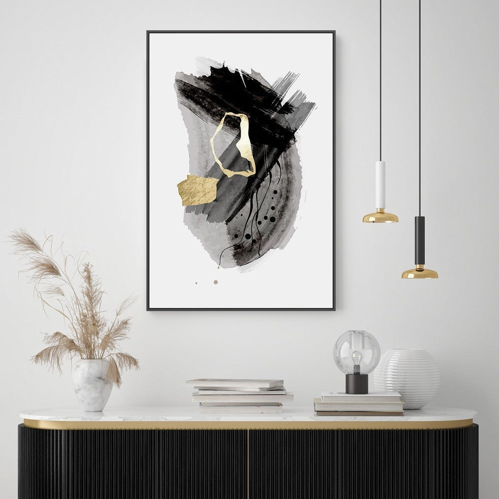 wall-art-print-canvas-poster-framed-Black And Gold Abstract, Style C-by-Gioia Wall Art-Gioia Wall Art