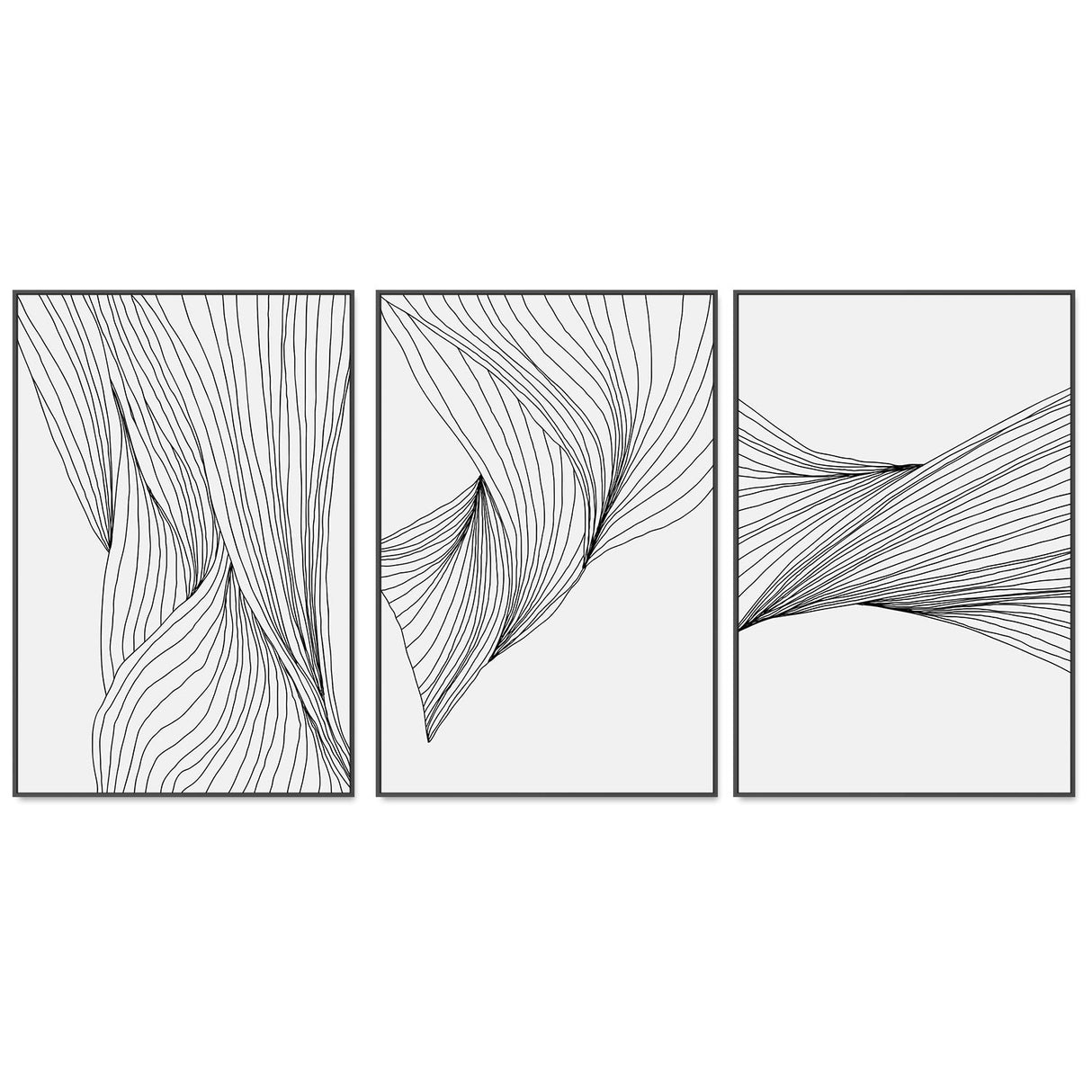 wall-art-print-canvas-poster-framed-Black Lines, Style A, B & C, Set Of 3-GIOIA-WALL-ART