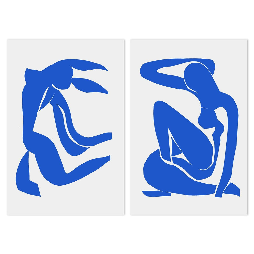 wall-art-print-canvas-poster-framed-Blue Nude, Inspired By Henri Matisse, Set Of 2-by-Gioia Wall Art-Gioia Wall Art