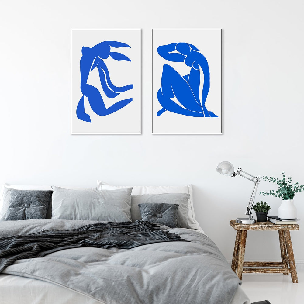 wall-art-print-canvas-poster-framed-Blue Nude, Inspired By Henri Matisse, Set Of 2-by-Gioia Wall Art-Gioia Wall Art