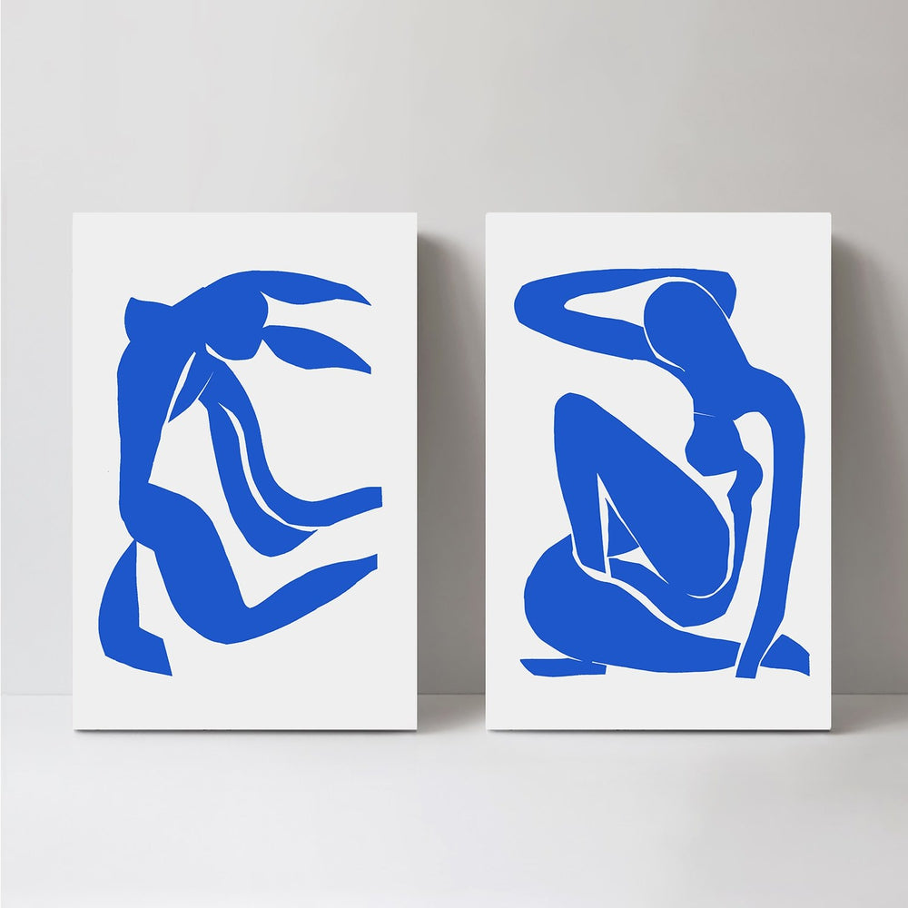 wall-art-print-canvas-poster-framed-Blue Nude, Inspired By Henri Matisse, Set Of 2-by-Gioia Wall Art-Gioia Wall Art