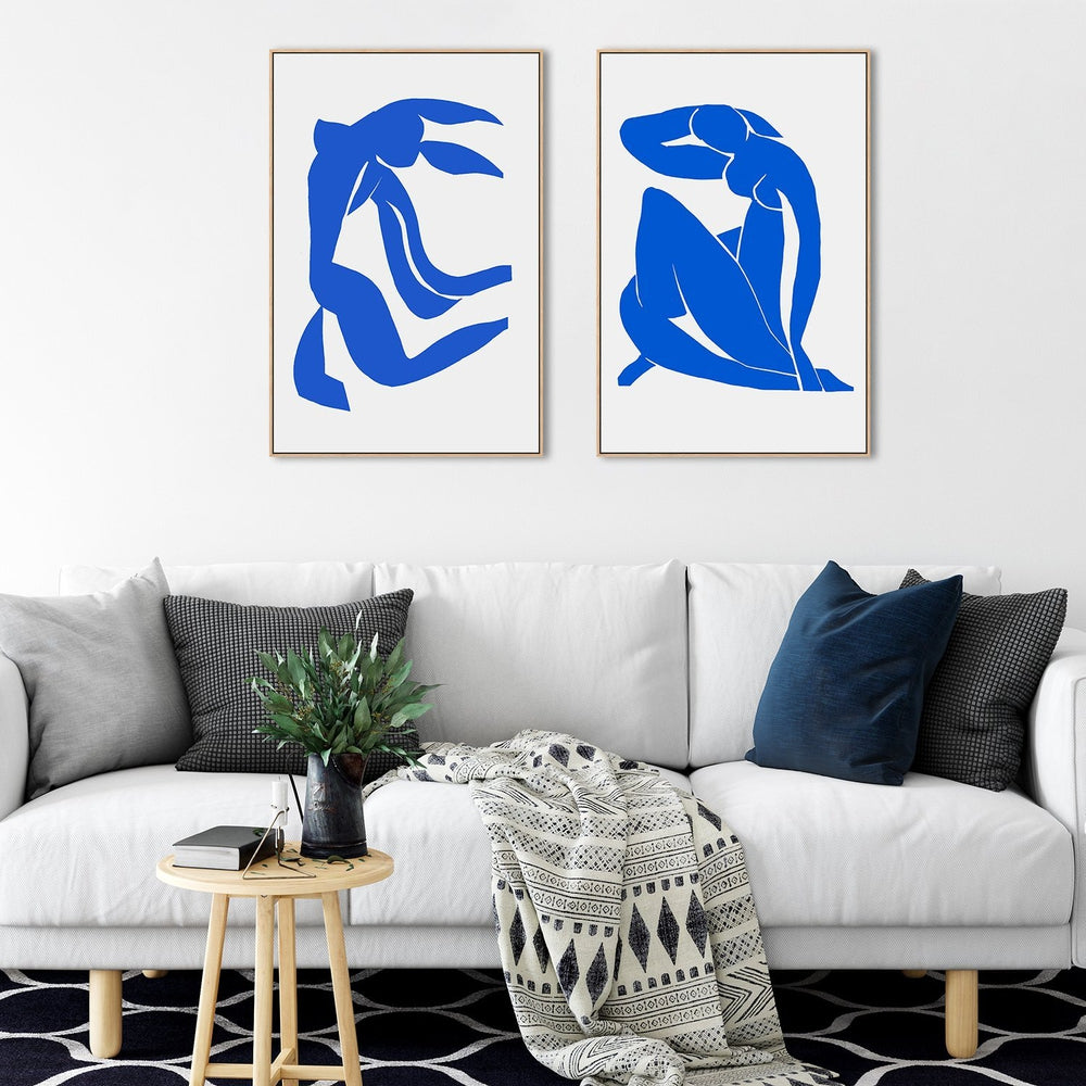 wall-art-print-canvas-poster-framed-Blue Nude, Inspired By Henri Matisse, Set Of 2-by-Gioia Wall Art-Gioia Wall Art