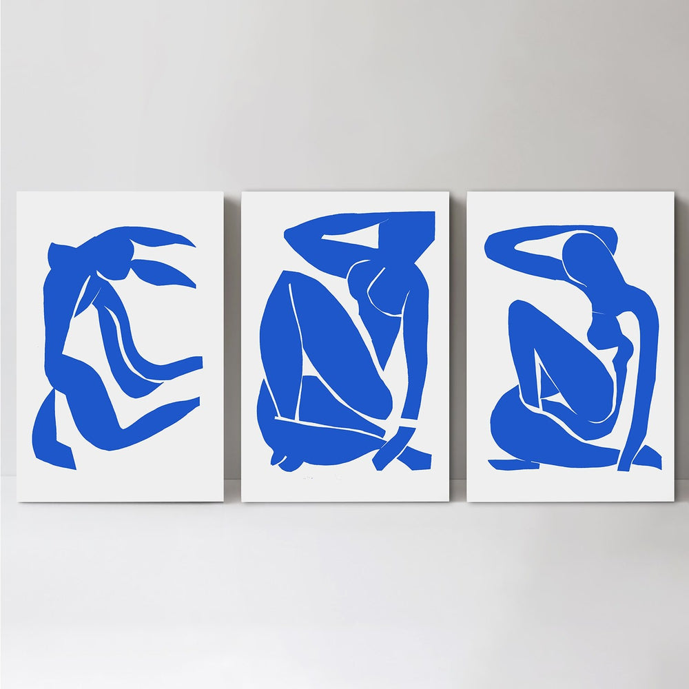 wall-art-print-canvas-poster-framed-Blue Nude, Inspired By Henri Matisse, Set Of 3-by-Gioia Wall Art-Gioia Wall Art