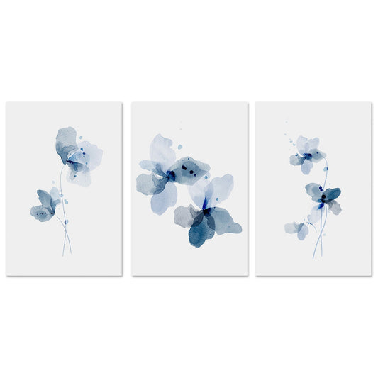 wall-art-print-canvas-poster-framed-Blue Poppy, Style A, B & C, Set Of 3-GIOIA-WALL-ART