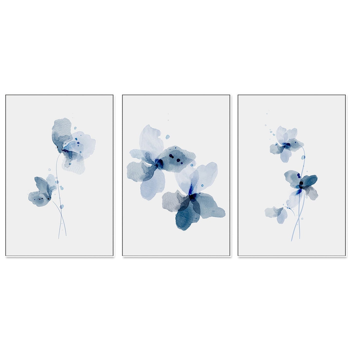 wall-art-print-canvas-poster-framed-Blue Poppy, Style A, B & C, Set Of 3-GIOIA-WALL-ART