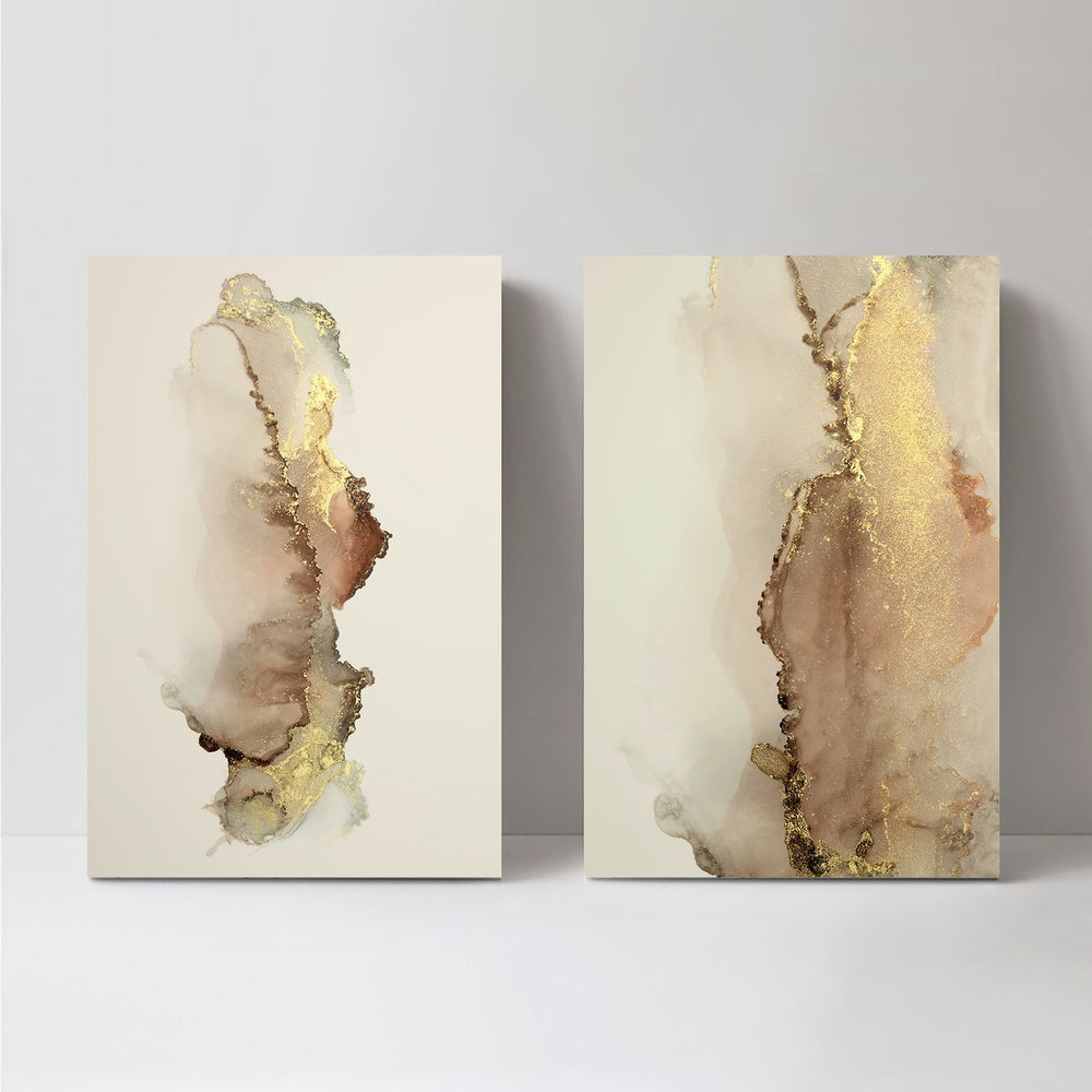 wall-art-print-canvas-poster-framed-Blush And Gold Abstract, Set Of 2, Style A-by-Gioia Wall Art-Gioia Wall Art